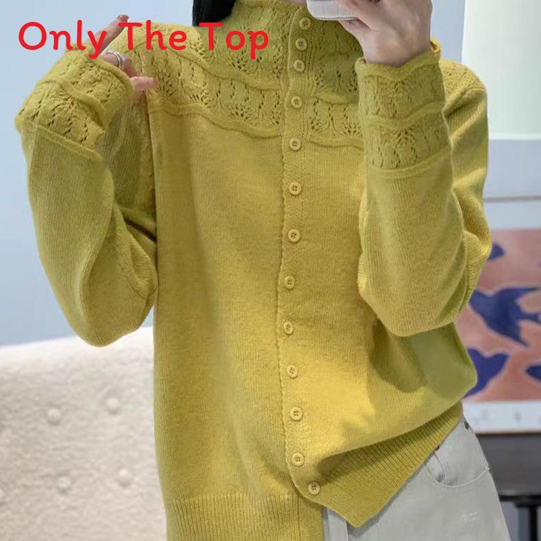 Cozy Autumn Winter Knit Cardigan With Floral Pattern And Round Neck For Women