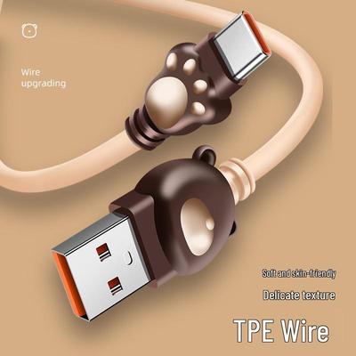 Silicone Type-C 6A Fast Charging Cartoon Cable for Android Huawei Phones