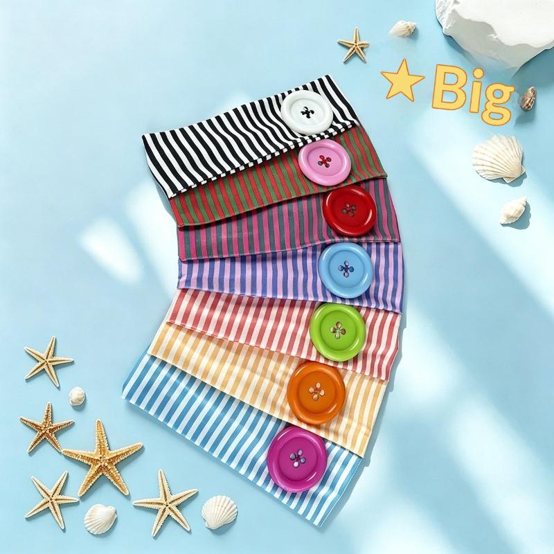 Summer Dopamine Large Button Stripe Headband Ins Style Spicy Girl Y2K Hairband Sports Fitness Hair Band Hair Accessories