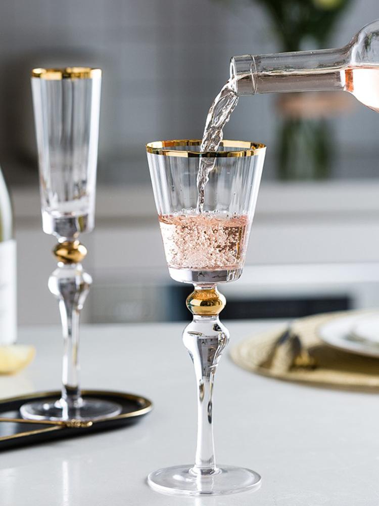 Northern Europe Phnom Penh Goblet Wine Glass Vintage Red Wine Glass Gold Edged Champagne Whiskey Cup Household Bar Drinkware