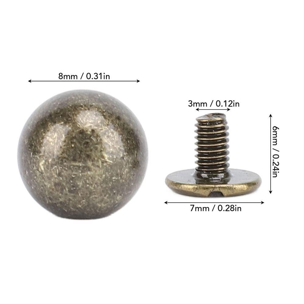 50set Heavy Duty Multifunctional Ball Rivet Kits Screw Back 8mm Round Rivet Sets Decorative Rivet Accessories For Handcraft