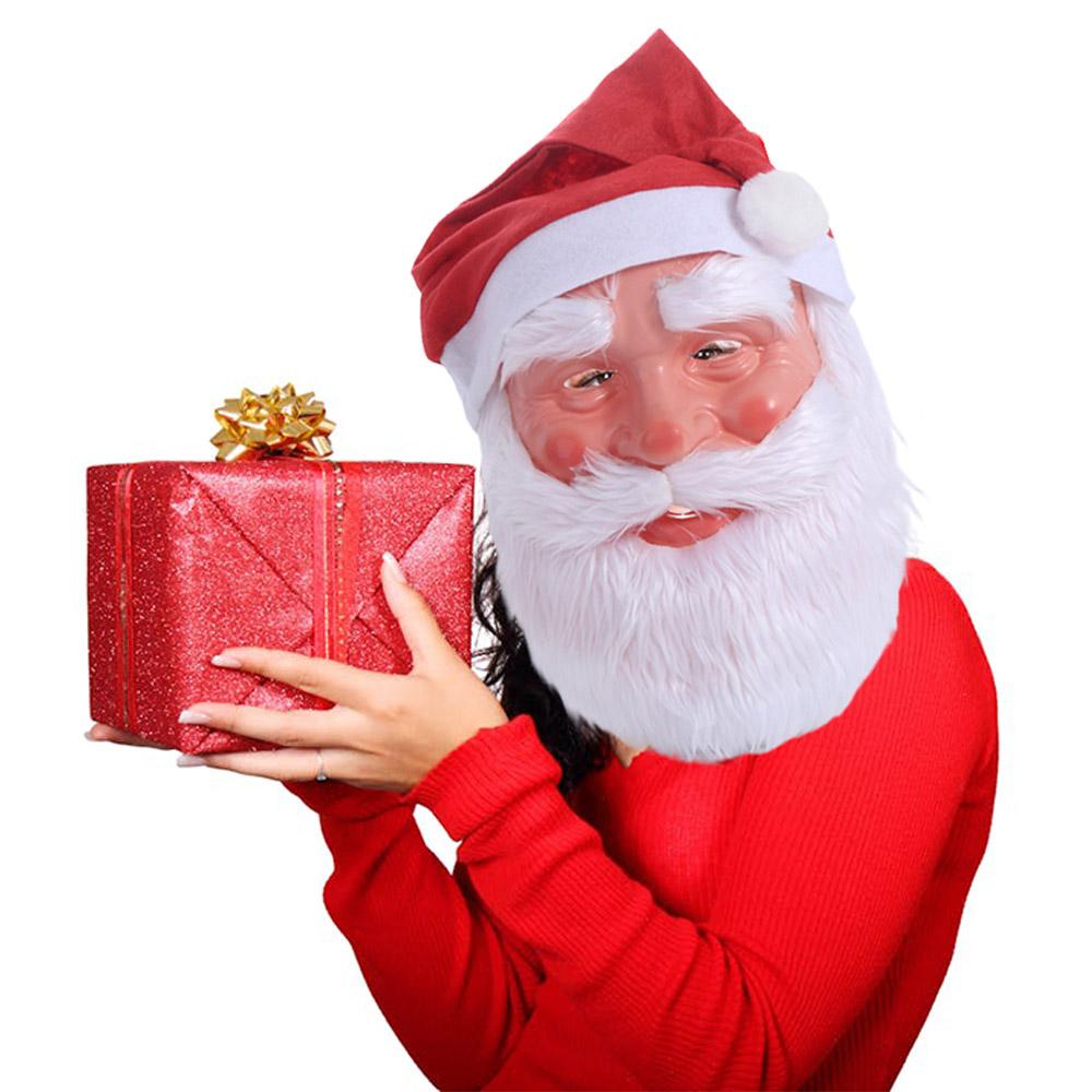 Face Cover Santa Claus Beard Mask Hat Set 3D Cosplay Accessories Christmas Decoration Adult