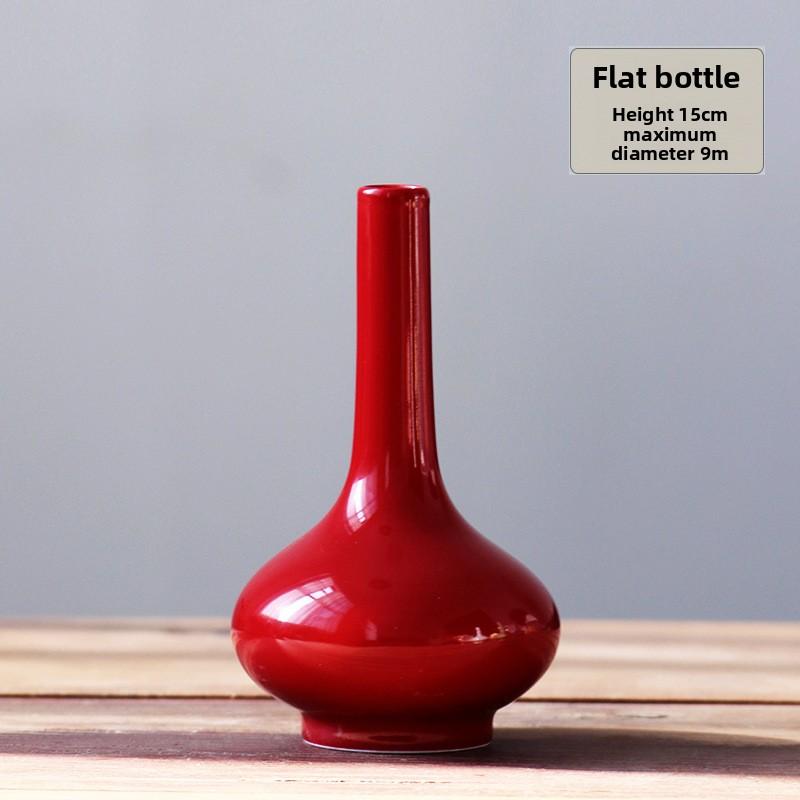 Red Ceramic Vintage Small Vase Festive Wedding Housewarming New Year Decor Elegant Home Ornament