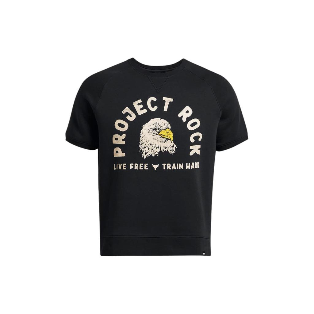 Under Armour Johnson Series American Vintage Letter Print Slim Fit Round Neck Sports T-Shirt Men T-Shirt Black 1383223-001
