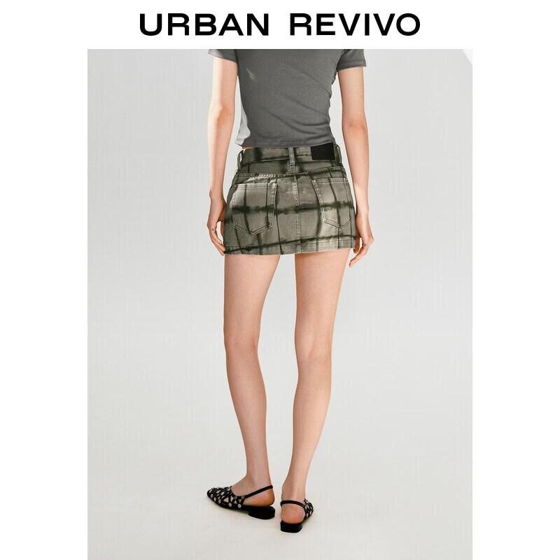 UR2026 Women's Plaid Denim Mini Skirt
