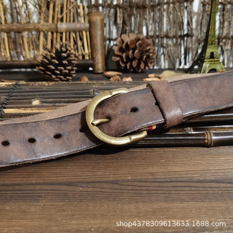 

3,8 см ретро старый ремень мужской кожаный пряжка американский тренд индивидуальность чистая коровья кожа джинсовый ремень 125cm