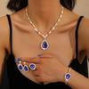 Bracelet Ring Rhinestone Inlaid Jewelry Set Light Luxury Women Jewelry Set  Wedding