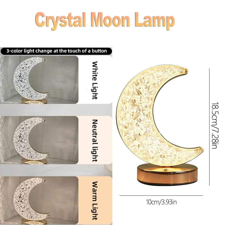 Moon Star Led Night Light Rechargeable Crystal Table Lamp Touch Switch Dimmable Ramadan Room Decor Ambient 3D Moon Lamp Eid Gift
