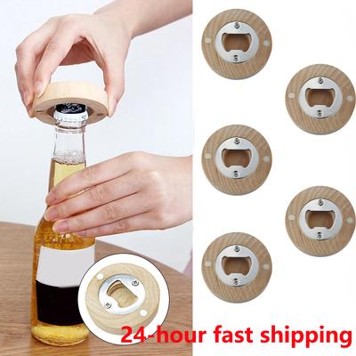 5Pc Blank Diy Bamboo Fridge Magnets Bottle Opener Photo Wall Message Magnet Sticker Home Refrigerators Decor Wedding Favors Gift