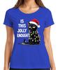Is This Jolly Enough Christmas Cat Sarcastic Santa Hat Ladies TShirt