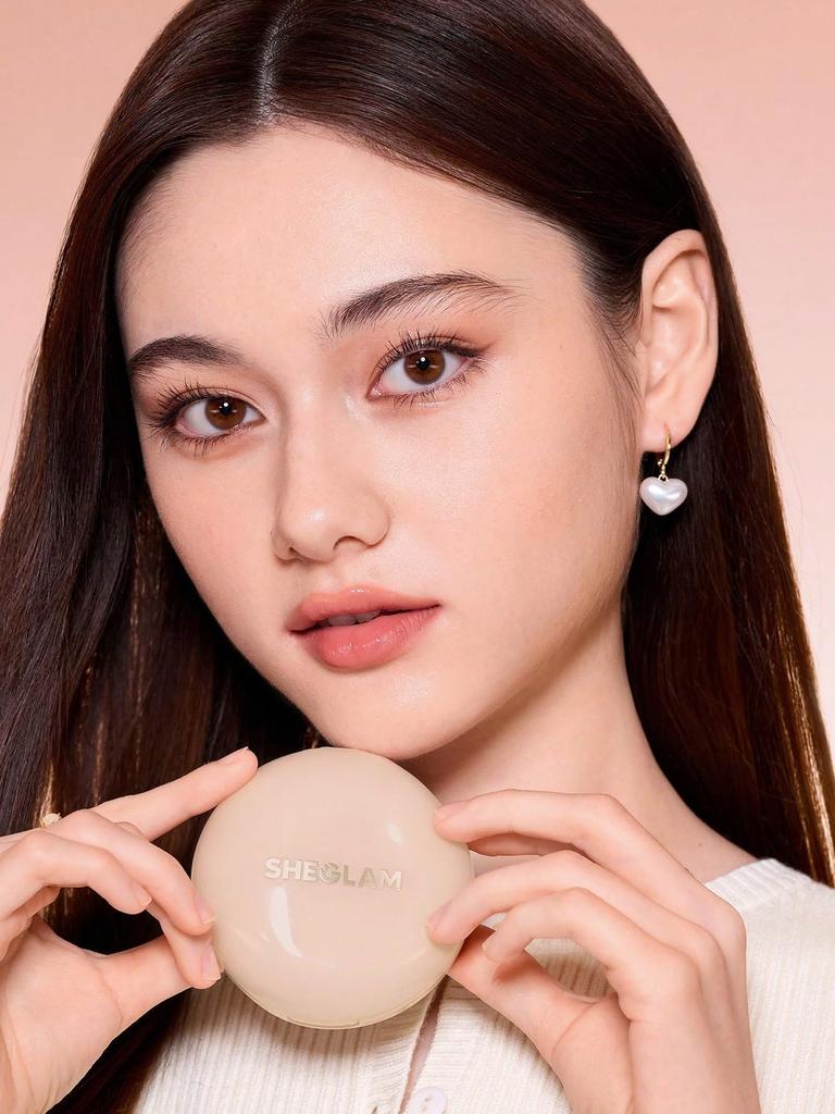 SHEGLAM Lock & Go Fondotinta Cushion a Lunga Tenuta, Opaco Morbido, Leggero, Impermeabile, Copertura Pori - Porcelain