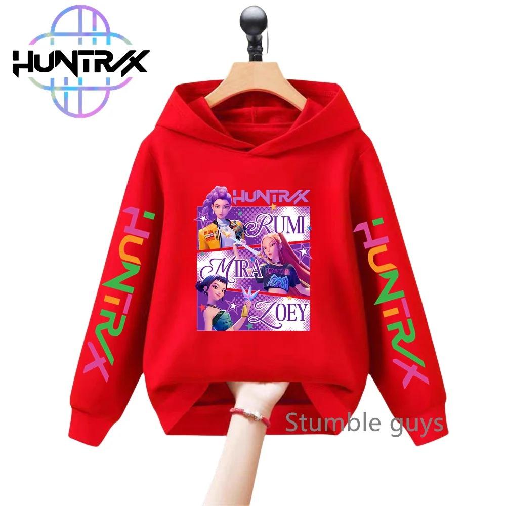 Girls and Children K-pop Devil Hunter Sweatshirt for Autumn and Winter Christmas, Warm and Soft Santa Claus Print Comfortable Pullover