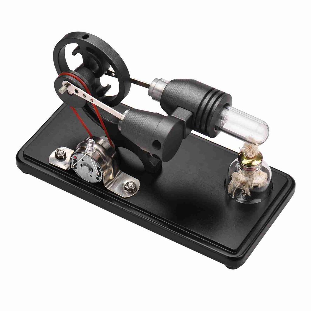 Hot Air Stirling Engine Electricity Generator Motor Model with LED Light Dollar Flywheel Design Science Experiment with