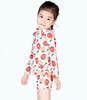 Kids Swimsuit for Long Sleeve Rash Swim Kids418 6T [Teddy] Girls, Separate, Children's Guard, Cap, 3-Piece Set, (Strawberry, (100cm), Numeric_100)