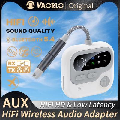 Bluetooth 5.4 Audio Sender Empfänger Drahtloser Adapter 3,5MM AUX Unterstützung TF-Kartenwiedergabe Mit Mikrofon Für Auto Flugzeug Fernseher PC Lautsprecher Kopfhörer