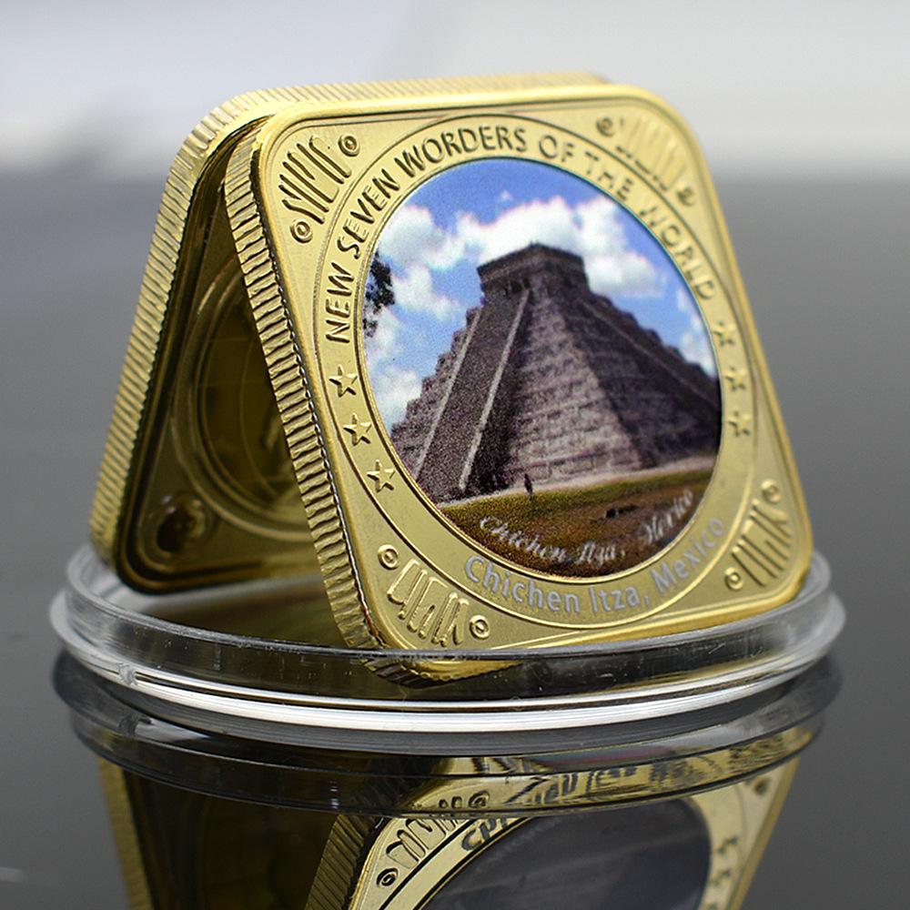New Square Commemorative Coins for the Seven Wonders of the World, World Cultural Tourism Badges, Commemorative Medals