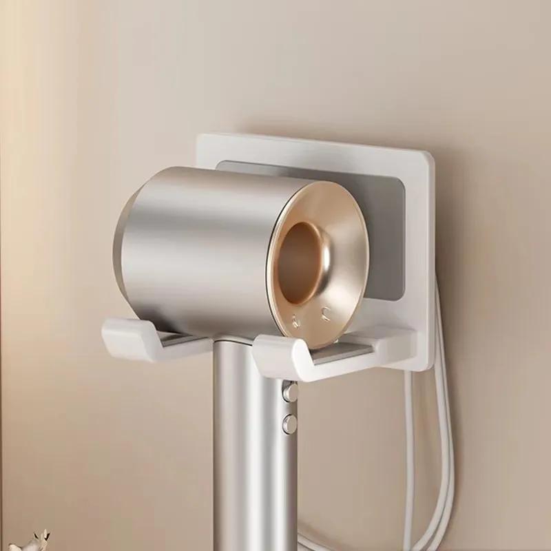 

Настенный держатель для фена, совместимый с металлическим органайзером с нескользящей подкладкой, органайзер для аксессуаров для полок в спальне и ванной комнате белый