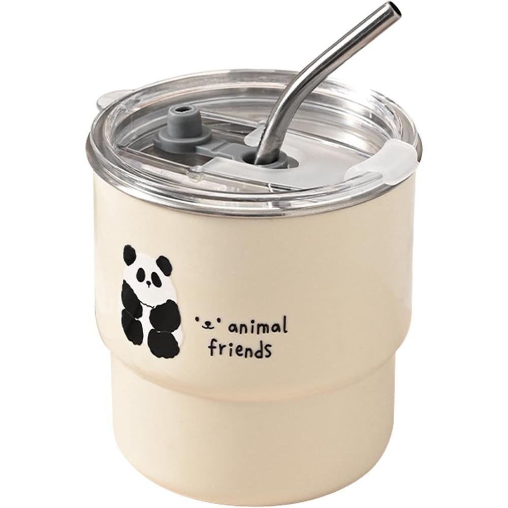 

15OZ Thermos Cup, Panda Pattern Stainless Steel Cup with Lid and Straw, Scald-proof Cup Body, Portable Travel Cup One Size