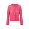 LANGZI Wool Blend Round Neck Hollow Lace Knit Cardigan