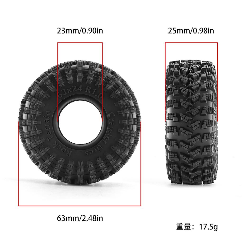 4PCS 1.0" RC Crawler Car Rubber Wheel Tires for 1/18 Traxxas TRX4M 1/24 Axial SCX24 FMS AX24 FCX24 Ascent-18 Upgrade Parts