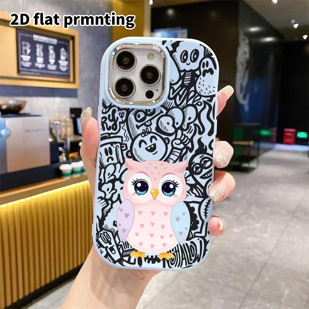 Phone Case: 2D Flat Design Suitable for iPhone 18 17 16 15 14 13 Pro Protective Case, Couple Style, Heart Owl, Christmas and Halloween Gifts