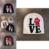Letter Dog Paw Pattern Neutral Casual Warm Knitted Hat For Casual Wear