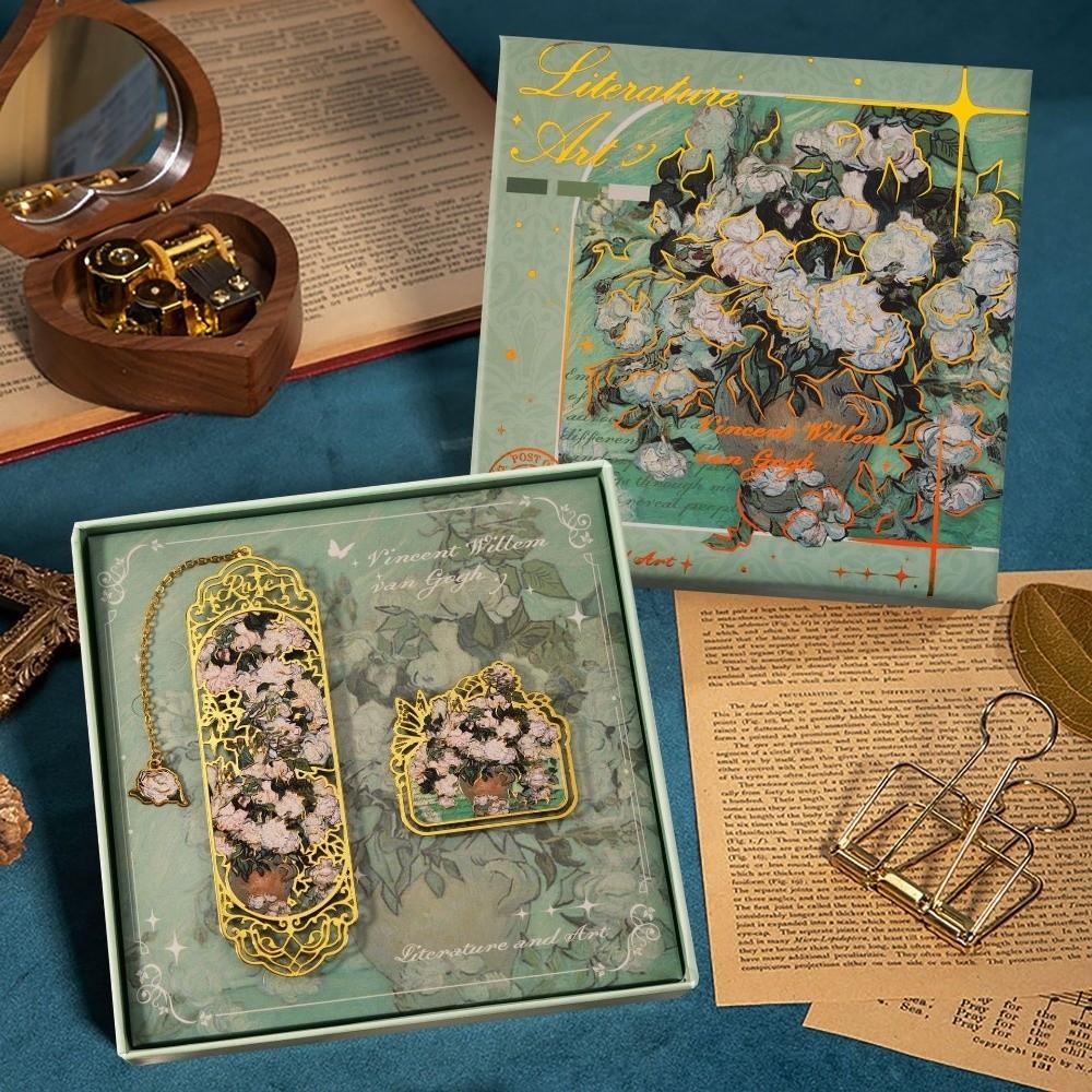Metal Material Metal Bookmarks Classical Style Van Gogh Oil Painting Bookmarks  for Student Gift