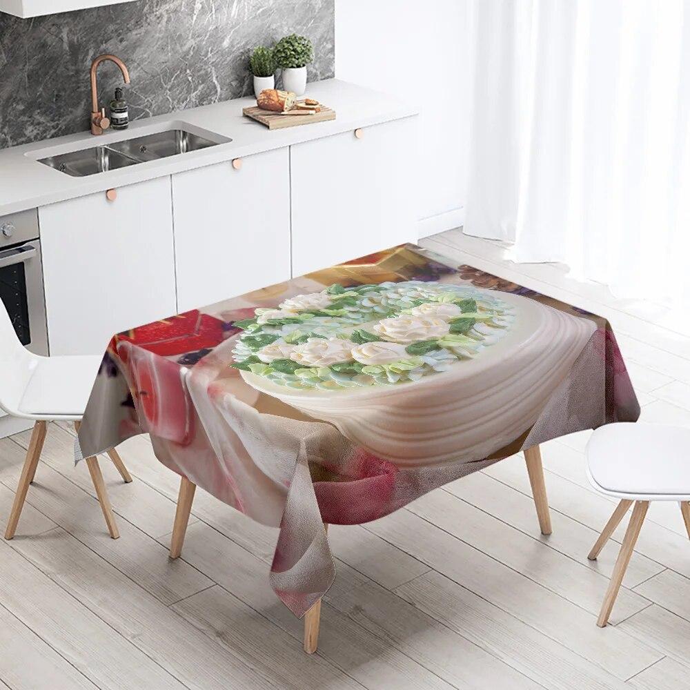 Delicious Cake Printed Tablecloth Restaurant Table Decoration and  Stain Resistant Rectangular  Home Decor