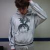 Y2K American Streetwear Distressed Dragon Rivet Hoodie Gothic Letter Vintage Sweatshirt