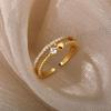 Elegant Adjustable Copper Heart Rings With Stones Portable Jewelry Gift for Her