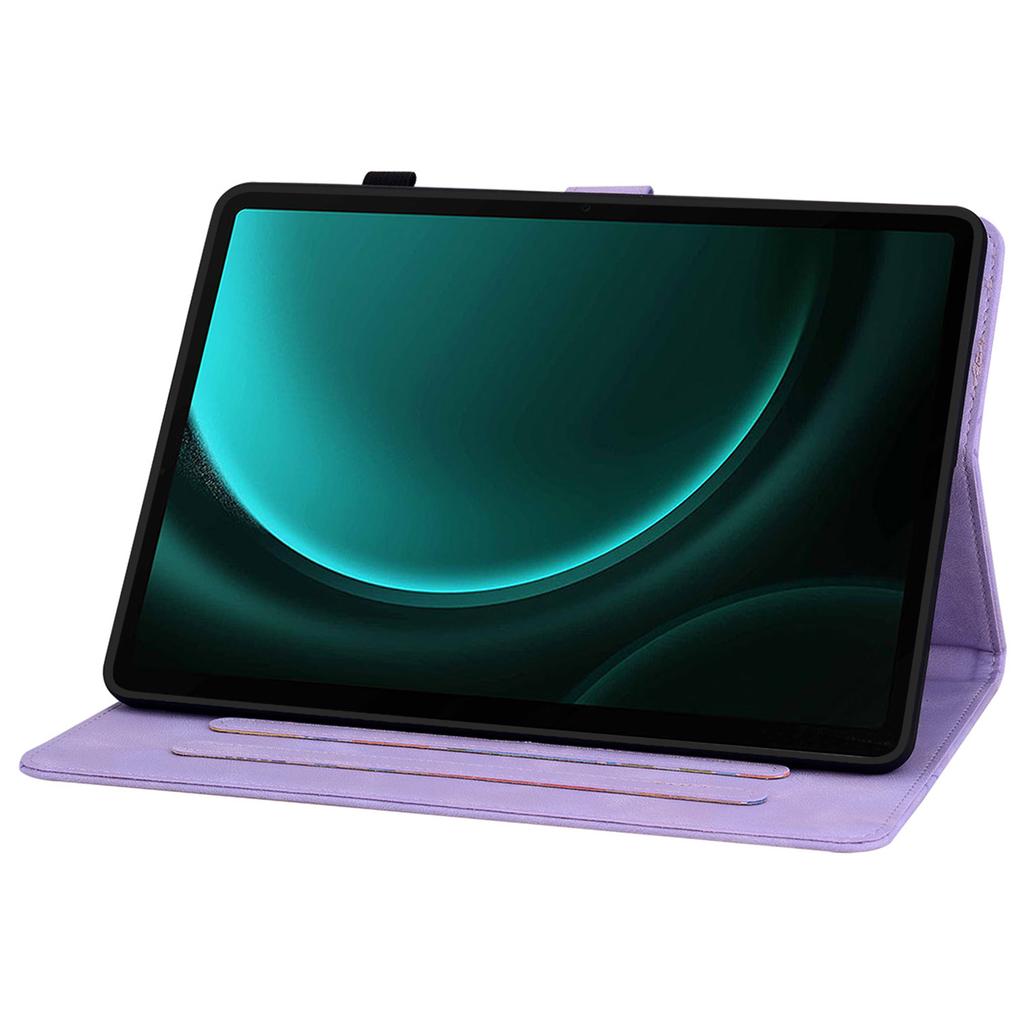For Samsung Galaxy Tab S10 FE/S9 FE Leather Case Lily Flower Pattern Stand Protective Tablet Cover
