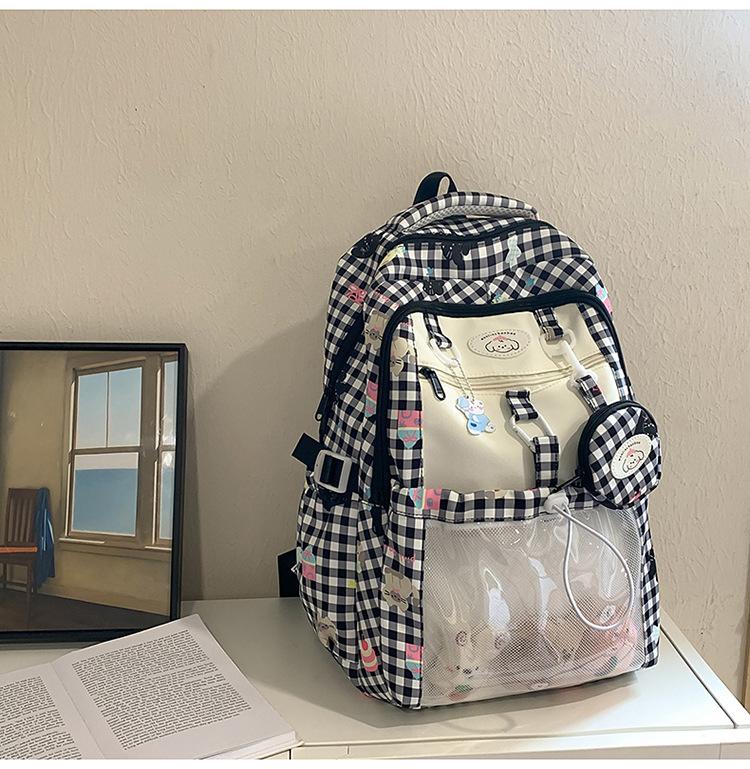 Schoolbag Japanese cute girl milk whirring mini backpack female Korean version dopamine plaid cartoon small bar pain bag