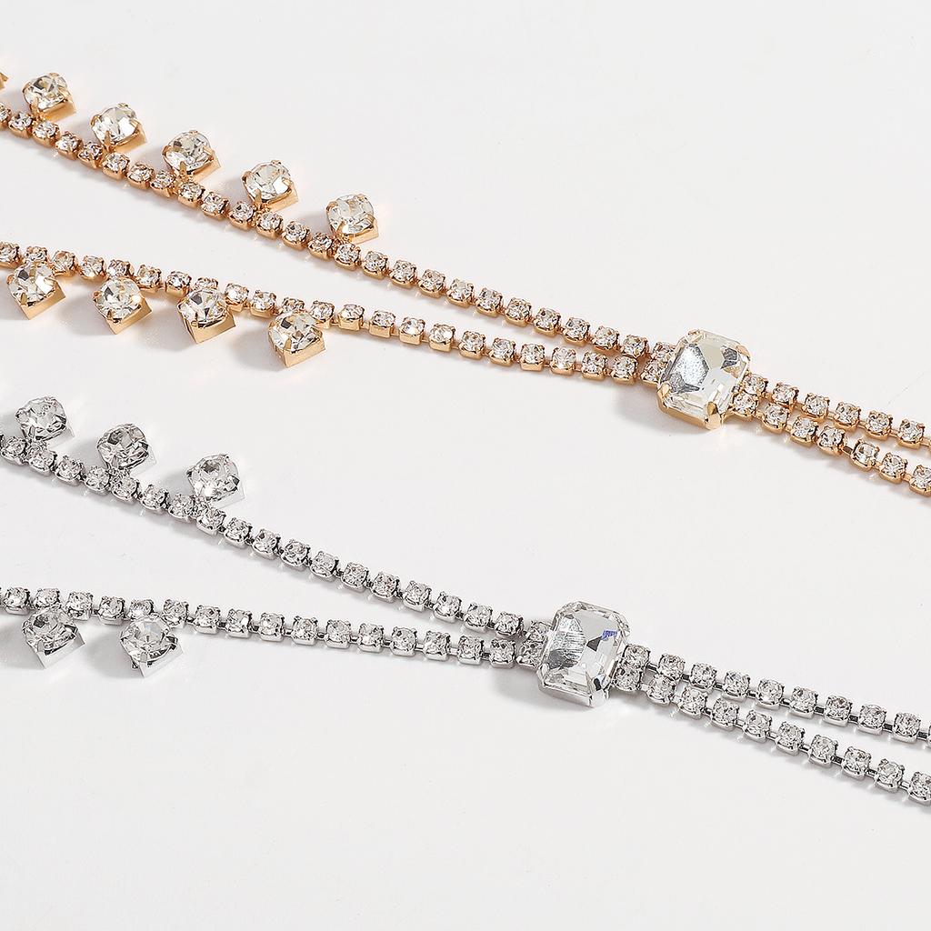 Women European Minimalist Y‑Shaped Long Choker Full Rhinestone Chain Geometric Necklace Jewelry