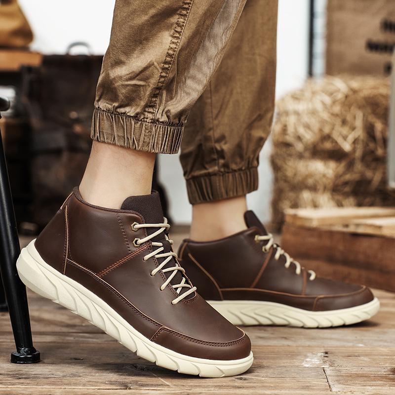 Fashion Male Low Top Walk Footwear Men Casual Leather Skate Shoes New Design Versatile Sneakers Lightweight Travel Men's Ankle Boots