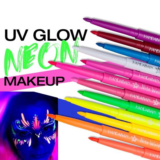 Glow In Dark Eyeliner Pen UV Blacklight Fluorescent Face Painting Pen Waterproof Washable Kids Adults Party Cosplay Makeup Colorful Body Art Painting