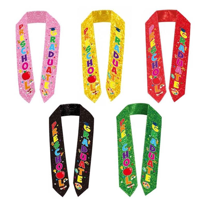 Preschool Graduation Sash With Colorful Patterns For Kids Ceremony Decoration Soft Fabric Stole Graduation Accessory