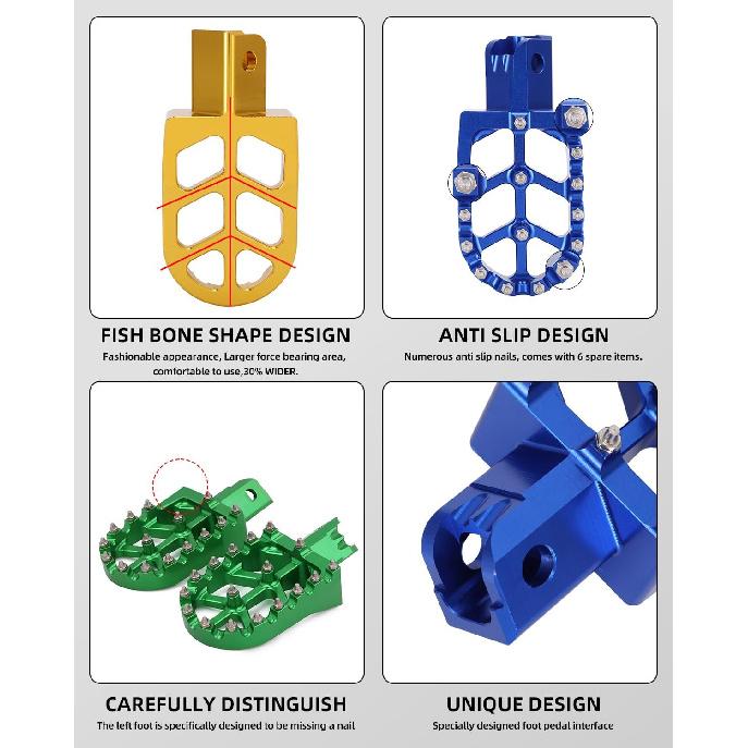 JFG RACING Dirt Bike Foot Pegs,Universal CNC Motorcycle Pit Mini Bike Pegs For YZ KX TTR PW XR CRF 50 70 80 85 100 110 Tao Tao DB-X RFZ Lifan KAYO -