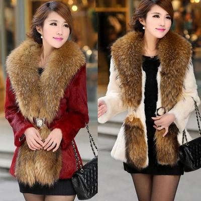 Windjacke Faux Nerz Pelzjacke Frau Winter Damen Imitation Fuchs Wolle Kragen Mantel Korean Fashion Warm Slim Wintermäntel