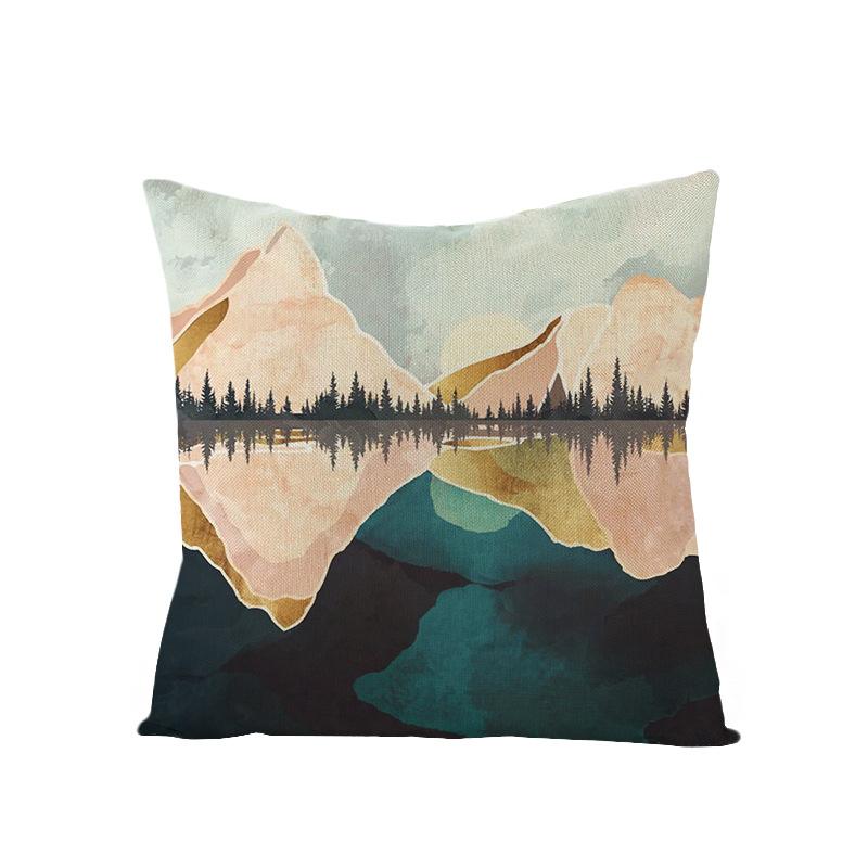 Home Landscape Polyester Pillowcase Home Digital Printing Sofa Cushion Waist Pillowcase