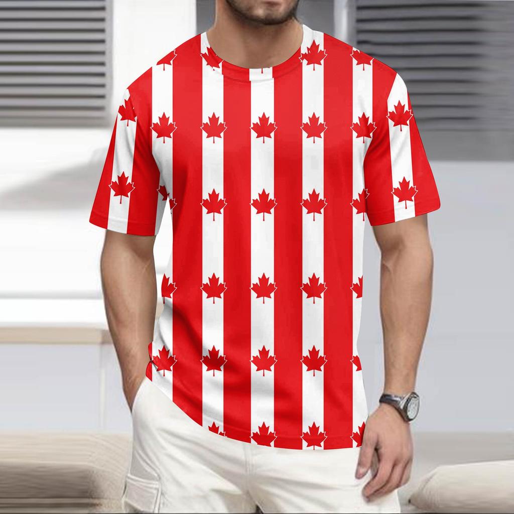 T-shirt Top Décontracté à Col Rond et Manches Courtes Imprimé Plage Hawaïen pour Homme