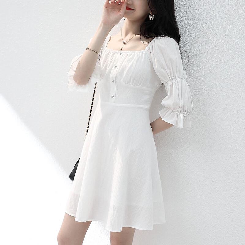 

Firstview Women s Urban Casual Short Sleeve A-Line Dress L