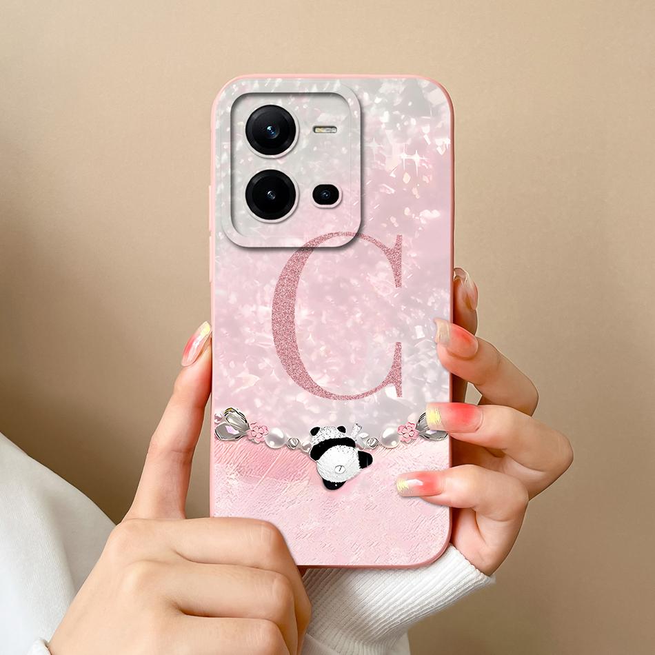 For Vivo V25 V25E Phone Cover Lovely Letters High Quality Case For Vivo V 25 Soft Liquid Silicone Lightweight Anti Drop Fundas