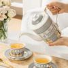 Italian Golden Roman Architecture Coffee Cup Saucer Teapot Set Gold-patterned Handle Swan Castle Afternoon Tea Set Gift