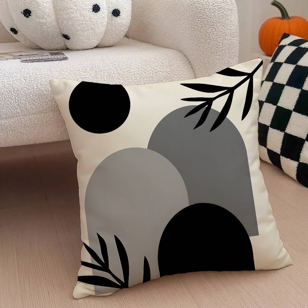 Abstract Geometric  Modern Boho Pillow Case Anti-dustmite Pillowcase Invisible Zipper Silky Short Plush Sofa Cushion Cover