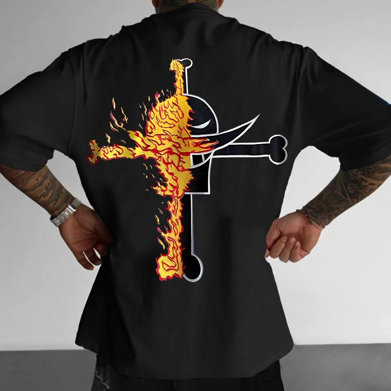 ONE PIECE Sommer T-Shirt Lässig Sport Street Fitness Locker und Bequem Reine Baumwolle Übergroß Kurzarm Herren Damen Top L