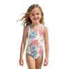 Girls Floral Print One Piece Swimsuit Summer Casual Kids Swimwear Lightweight Comfortable Fabric Suitable for Beach Pool Water Activities