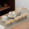 Gold Inlaid Jade Porcelain Landscape Tea Set