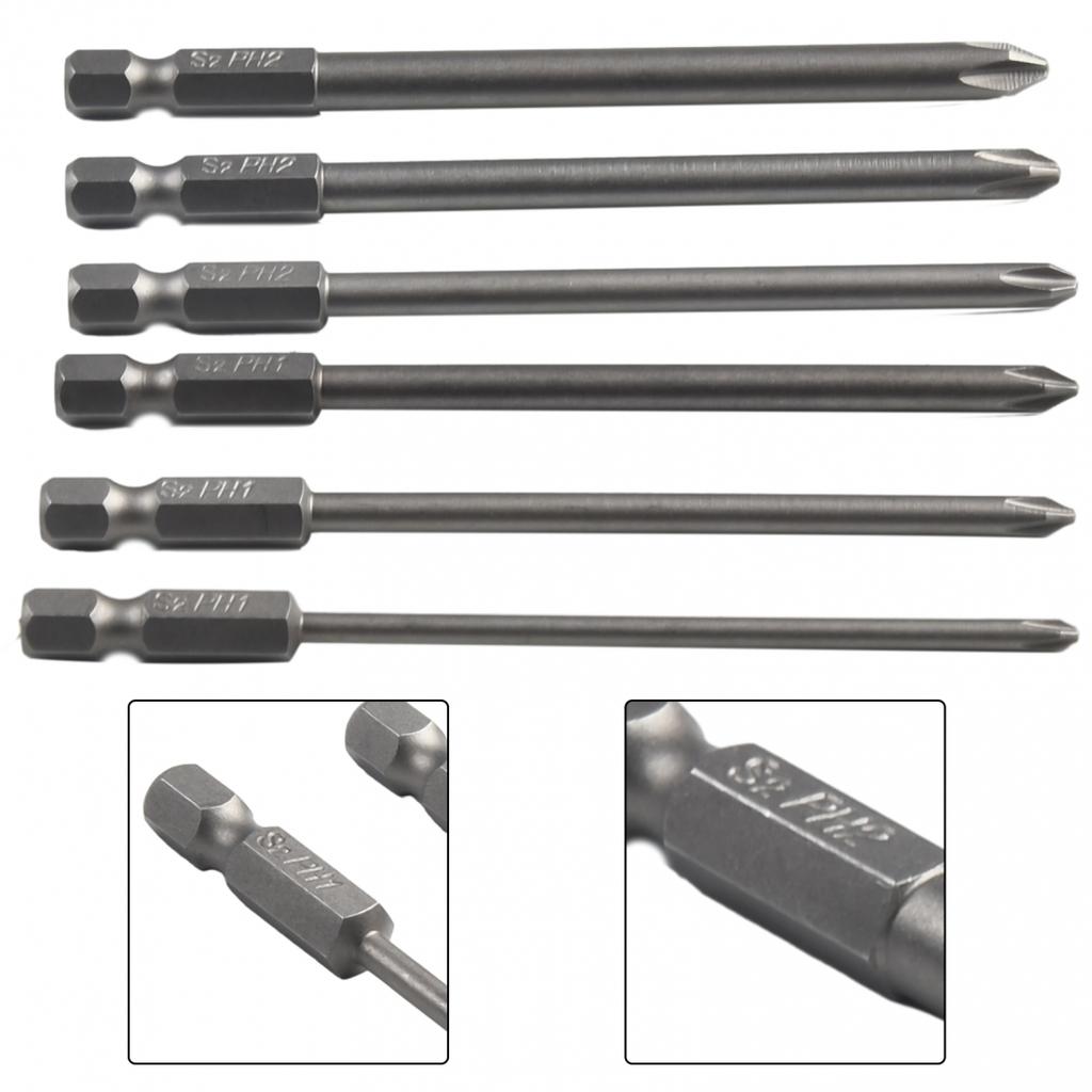 Home Screwdriver Bit 100mm Long 6Pcs/Set Cross Head