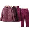 Langsha Elderly Women's Fleece-Lined Thermal Pajama Set