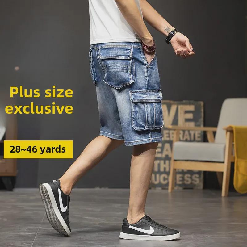 Men's Loose Fit Multi-Pocket Denim Shorts - Large Size, Plus Size, Lightweight Summer Style